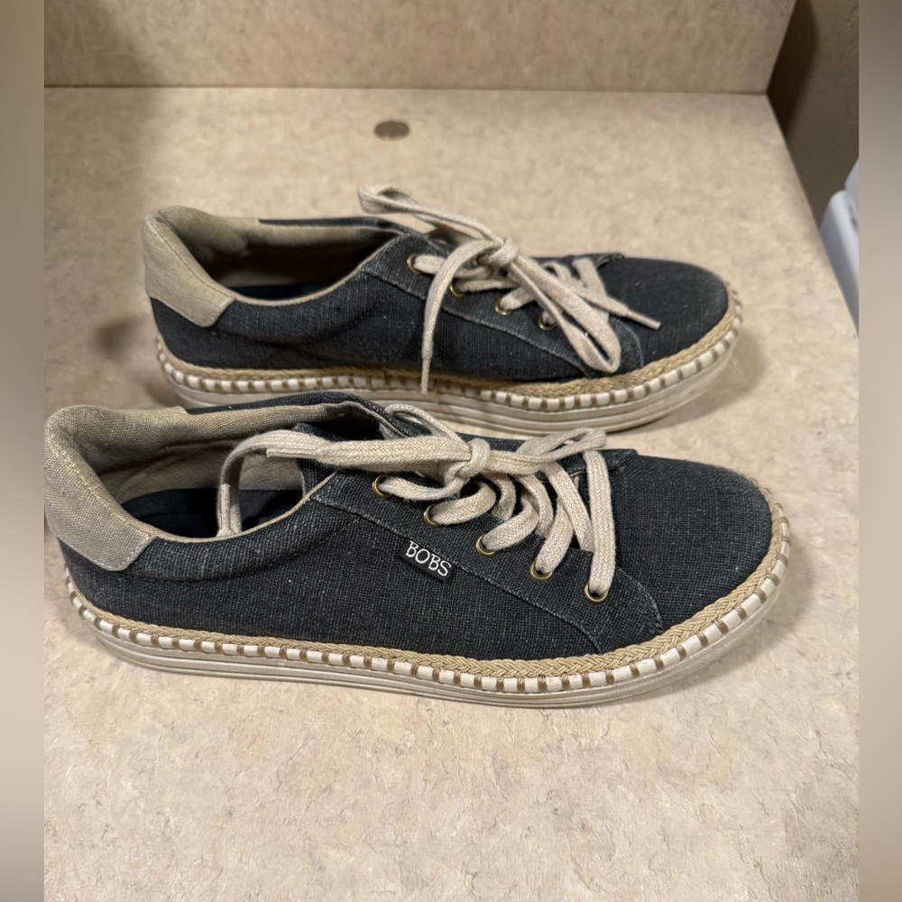 BOBS from Skechers Black and Tan Espadrilles